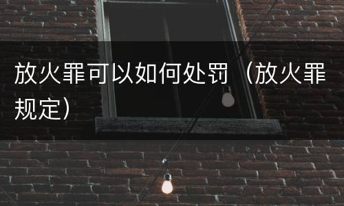 放火罪可以如何处罚（放火罪规定）