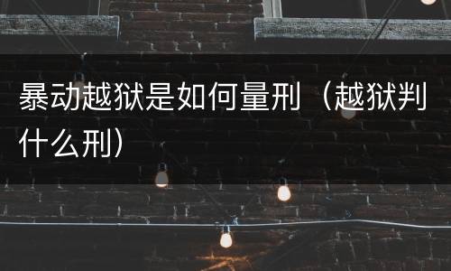 暴动越狱是如何量刑（越狱判什么刑）