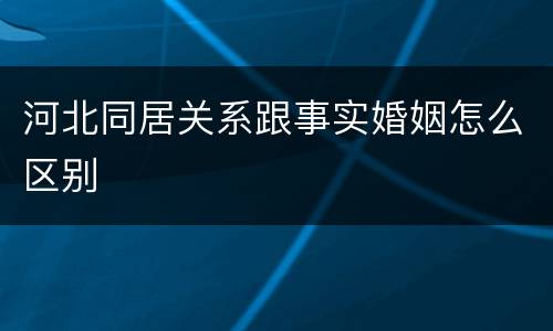 河北同居关系跟事实婚姻怎么区别