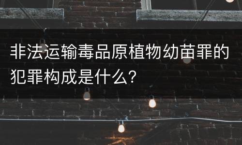非法运输毒品原植物幼苗罪的犯罪构成是什么？