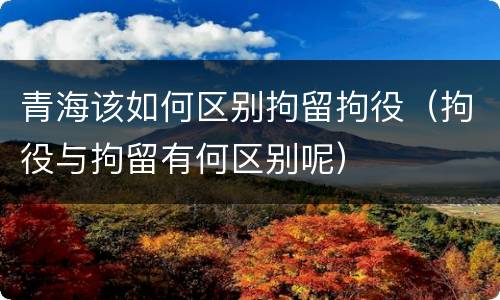 青海该如何区别拘留拘役（拘役与拘留有何区别呢）