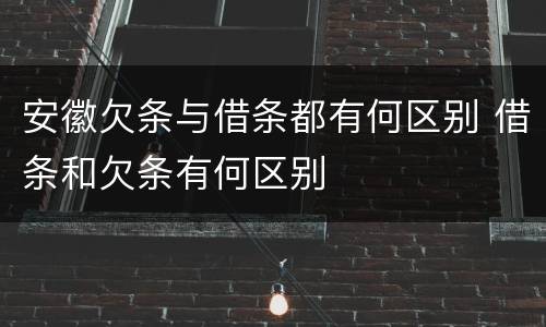 安徽欠条与借条都有何区别 借条和欠条有何区别