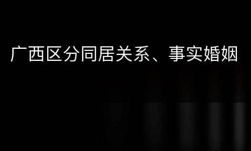 广西区分同居关系、事实婚姻