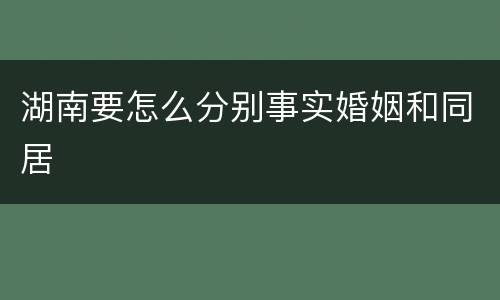 湖南要怎么分别事实婚姻和同居