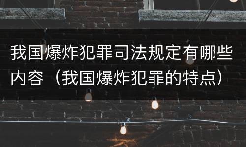 我国爆炸犯罪司法规定有哪些内容（我国爆炸犯罪的特点）