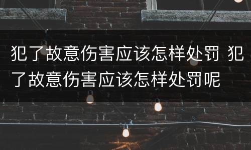 犯了故意伤害应该怎样处罚 犯了故意伤害应该怎样处罚呢