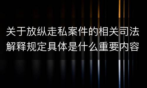 关于放纵走私案件的相关司法解释规定具体是什么重要内容