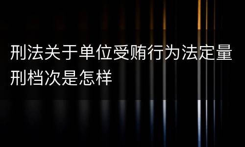 刑法关于单位受贿行为法定量刑档次是怎样