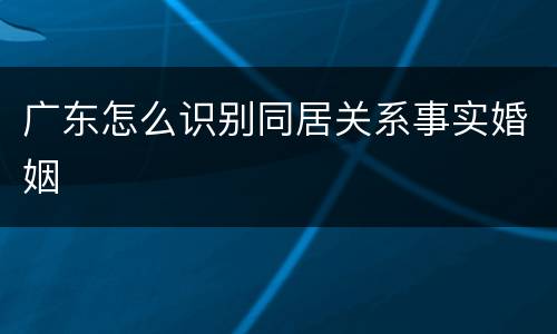 广东怎么识别同居关系事实婚姻