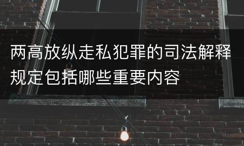 两高放纵走私犯罪的司法解释规定包括哪些重要内容