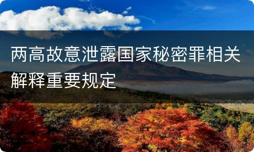 两高故意泄露国家秘密罪相关解释重要规定