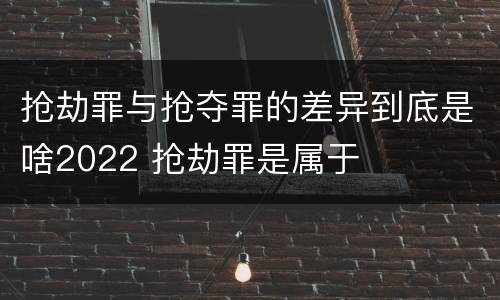 抢劫罪与抢夺罪的差异到底是啥2022 抢劫罪是属于