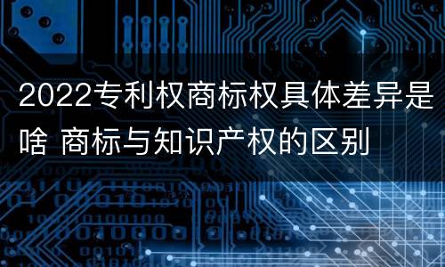 2022专利权商标权具体差异是啥 商标与知识产权的区别