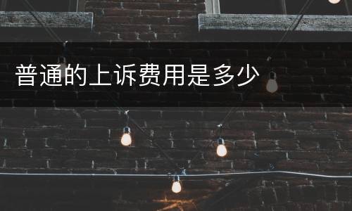 普通的上诉费用是多少