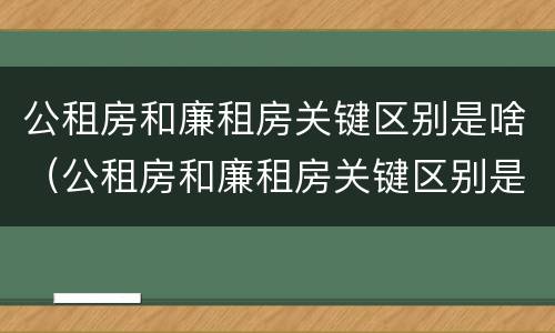 公租房和廉租房关键区别是啥（公租房和廉租房关键区别是啥呢）