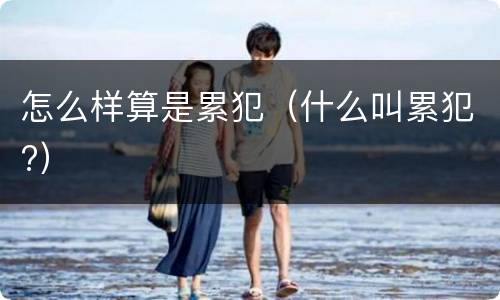 怎么样算是累犯（什么叫累犯?）