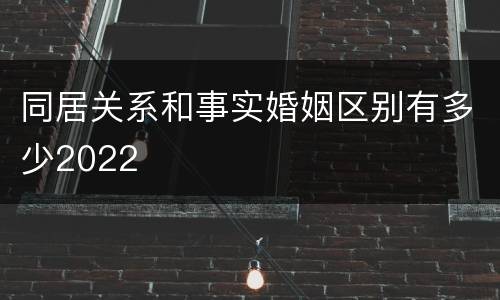 同居关系和事实婚姻区别有多少2022