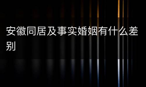 安徽同居及事实婚姻有什么差别