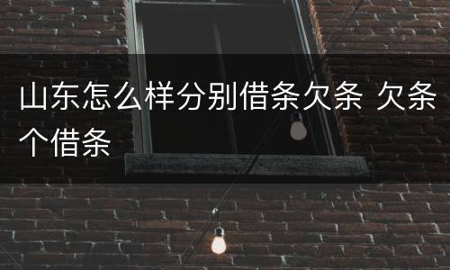 山东怎么样分别借条欠条 欠条个借条