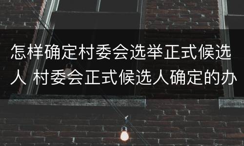 怎样确定村委会选举正式候选人 村委会正式候选人确定的办法