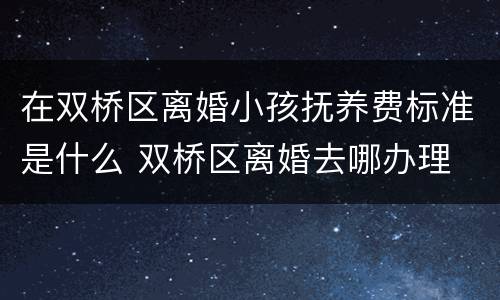 在双桥区离婚小孩抚养费标准是什么 双桥区离婚去哪办理