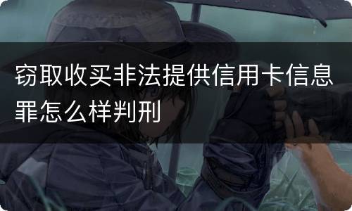 窃取收买非法提供信用卡信息罪怎么样判刑