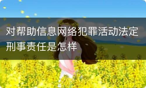对帮助信息网络犯罪活动法定刑事责任是怎样