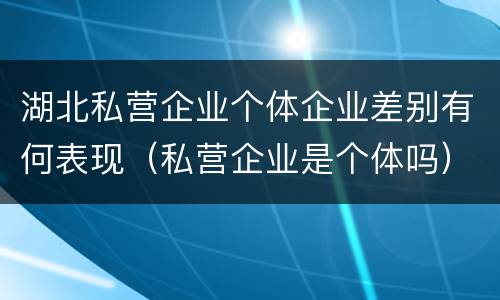 湖北私营企业个体企业差别有何表现（私营企业是个体吗）