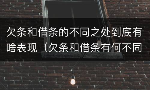 欠条和借条的不同之处到底有啥表现（欠条和借条有何不同）
