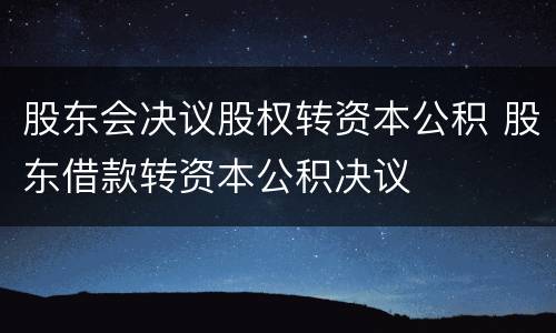 股东会决议股权转资本公积 股东借款转资本公积决议