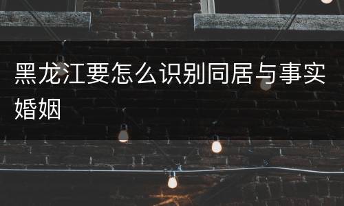 黑龙江要怎么识别同居与事实婚姻