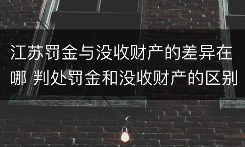 江苏罚金与没收财产的差异在哪 判处罚金和没收财产的区别