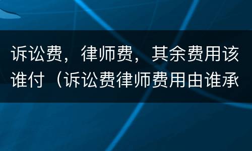 诉讼费，律师费，其余费用该谁付（诉讼费律师费用由谁承担）