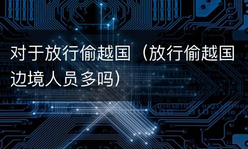 对于放行偷越国（放行偷越国边境人员多吗）