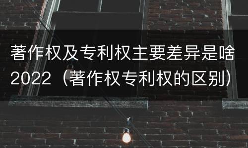 著作权及专利权主要差异是啥2022（著作权专利权的区别）