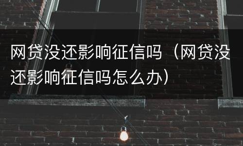 网贷没还影响征信吗（网贷没还影响征信吗怎么办）