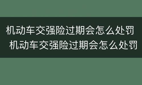 机动车交强险过期会怎么处罚 机动车交强险过期会怎么处罚规定
