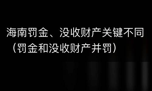 海南罚金、没收财产关键不同（罚金和没收财产并罚）