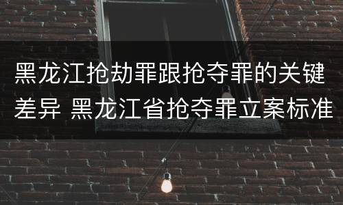 黑龙江抢劫罪跟抢夺罪的关键差异 黑龙江省抢夺罪立案标准