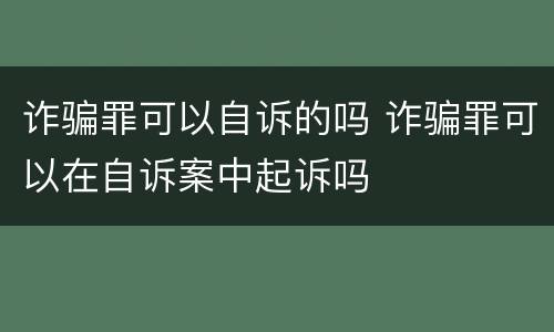 诈骗罪可以自诉的吗 诈骗罪可以在自诉案中起诉吗