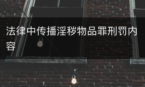 法律中传播淫秽物品罪刑罚内容