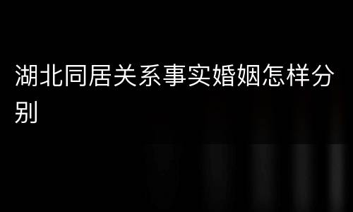 湖北同居关系事实婚姻怎样分别