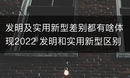 发明及实用新型差别都有啥体现2022 发明和实用新型区别
