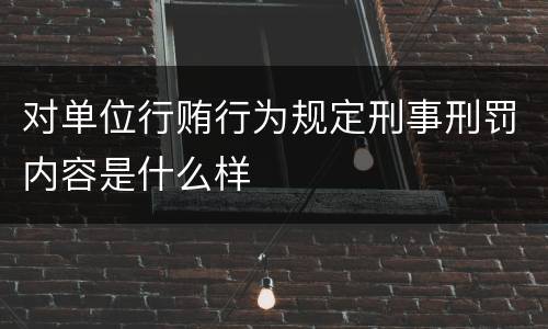 对单位行贿行为规定刑事刑罚内容是什么样