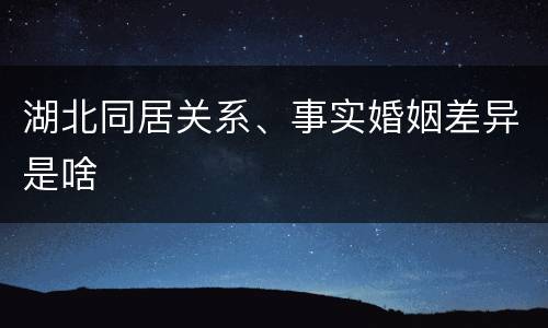 湖北同居关系、事实婚姻差异是啥