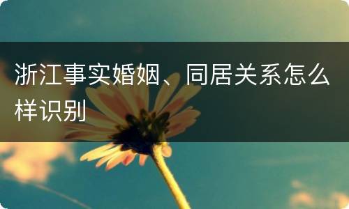 浙江事实婚姻、同居关系怎么样识别