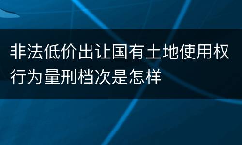 非法低价出让国有土地使用权行为量刑档次是怎样