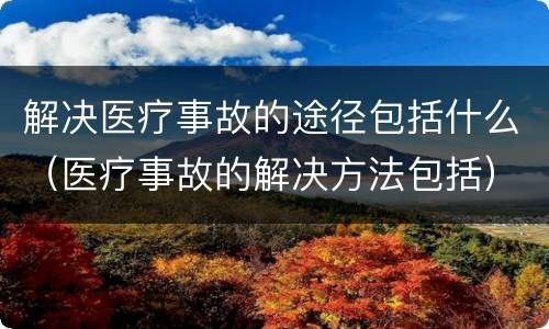 解决医疗事故的途径包括什么（医疗事故的解决方法包括）