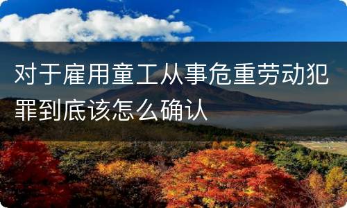 对于雇用童工从事危重劳动犯罪到底该怎么确认