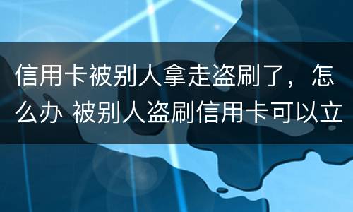 信用卡被别人拿走盗刷了，怎么办 被别人盗刷信用卡可以立案吗